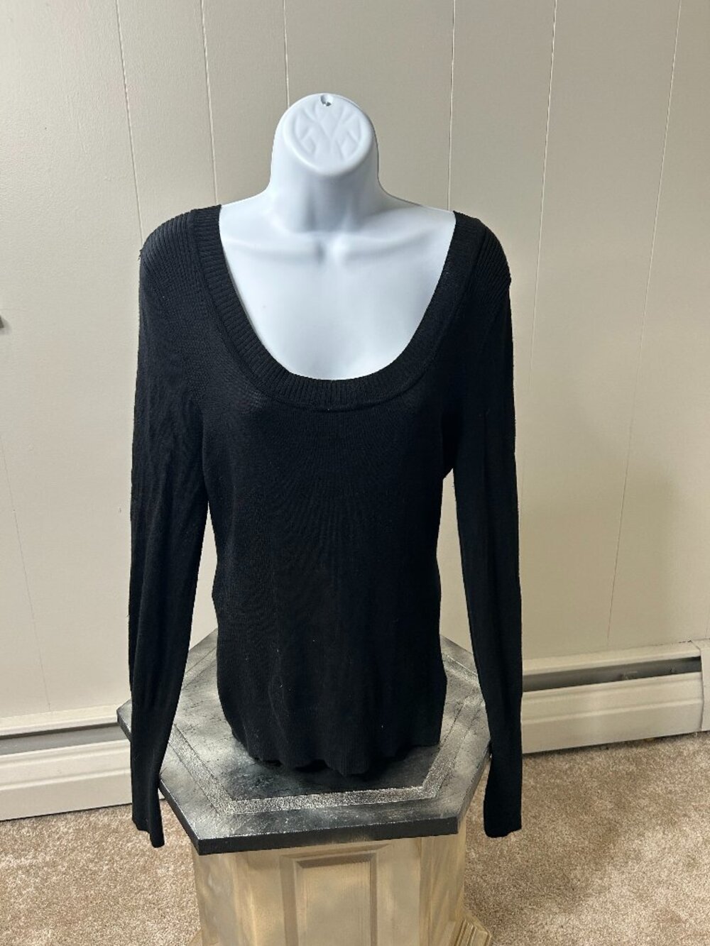 Buffalo David Bitton Black XL light weigh sweater w/ scoop neck & back zipper.